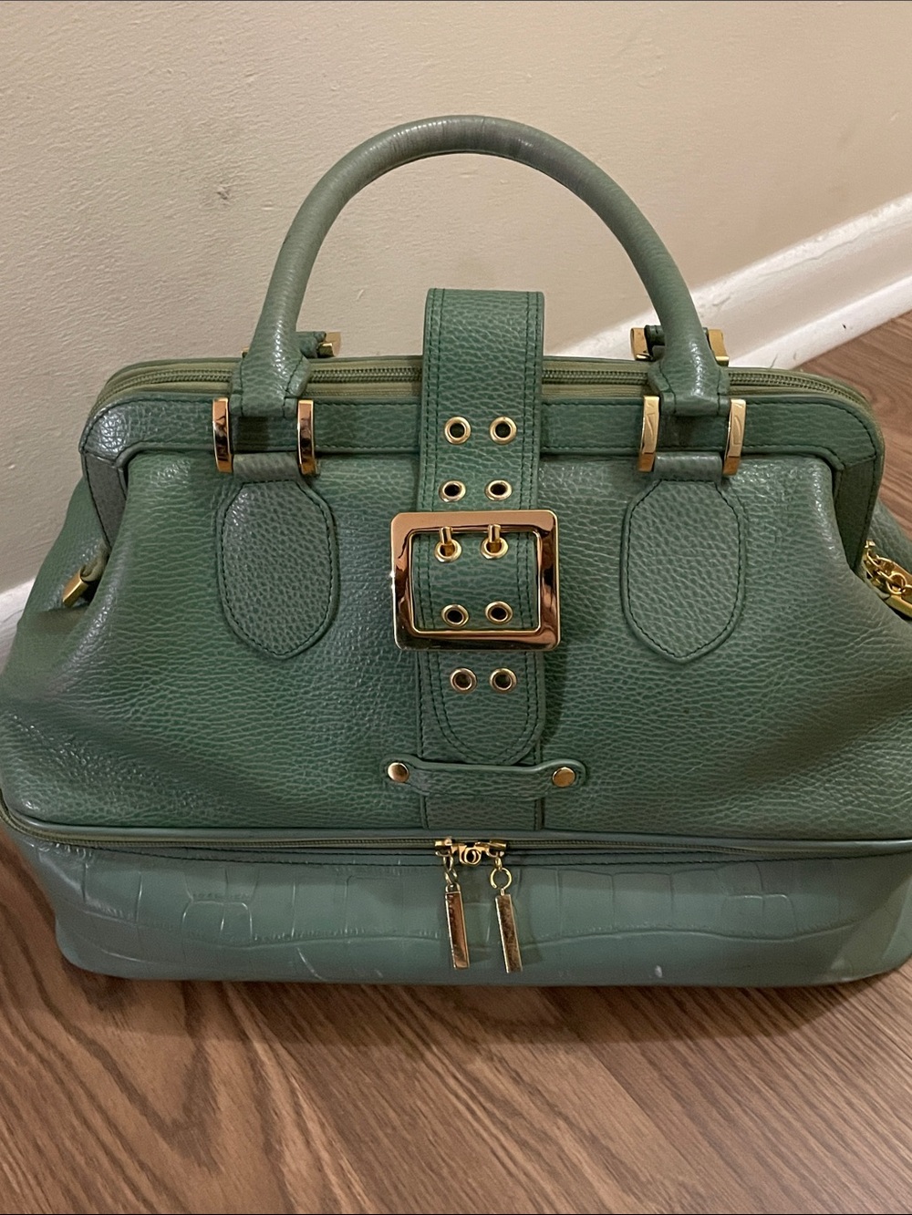 The Find * Leather *Handbag Satchel Purse * Sage Green